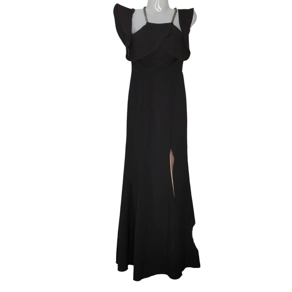 Speechless‎ Rhinestone Straps Halter Neck Maxi Black Dress Size 3 (XS)